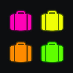 Baggage four color glowing neon vector icon
