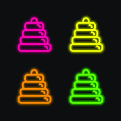 Baby Ring Tower four color glowing neon vector icon