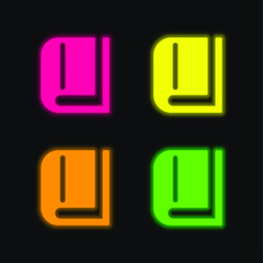 Book Closed Tool four color glowing neon vector icon