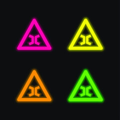 Obraz premium Bridge Sign four color glowing neon vector icon