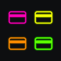 Big Credit Card four color glowing neon vector icon