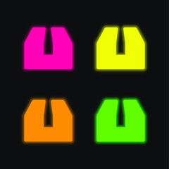 Box four color glowing neon vector icon