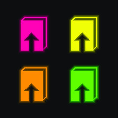 Book four color glowing neon vector icon