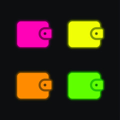 Billfold four color glowing neon vector icon