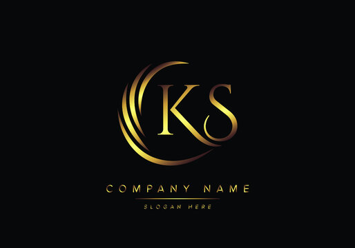alphabet letters KS monogram logo, gold color elegant classical