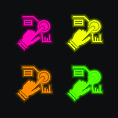 Assistant four color glowing neon vector icon