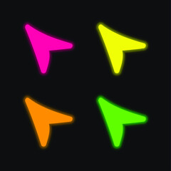 Arrow four color glowing neon vector icon