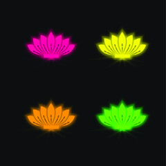 Agave four color glowing neon vector icon