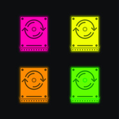 Backup four color glowing neon vector icon