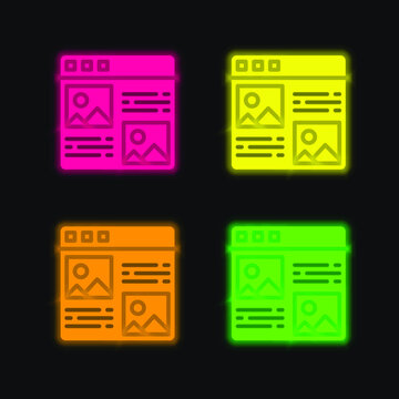 Article four color glowing neon vector icon