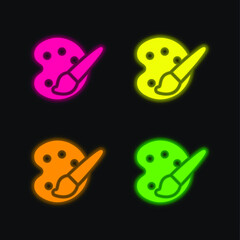Art Palette four color glowing neon vector icon