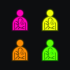 Agiography four color glowing neon vector icon