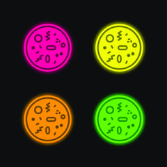 Fototapeta premium Bacteria four color glowing neon vector icon
