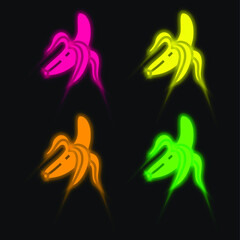 Banana four color glowing neon vector icon