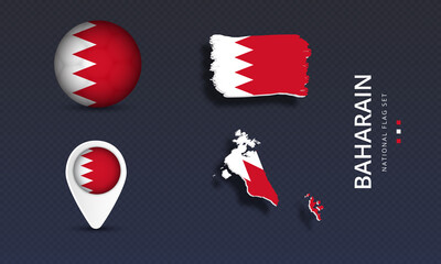 Bahrain National country flag set vector