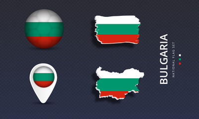 Bulgaria National country flag set vector