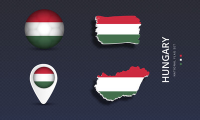 Hungary National country flag set vector