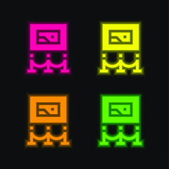 Art Museum four color glowing neon vector icon