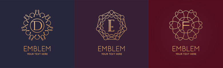 Set of Three Simple and Elegant Monogram Design Template with letters. Vector illustration..