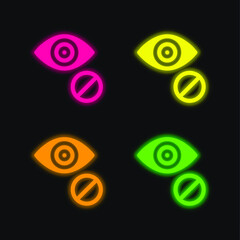 Blind four color glowing neon vector icon