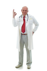 smiling Doctor lifts his hand up - showing ok sign.