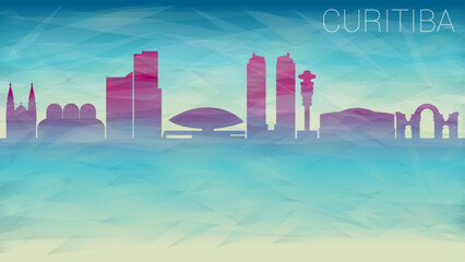 Curitiba Brazil Skyline City vector Silhouette. Broken Glass Abstract Geometric Dynamic Textured. Banner Background. Colorful Shape Composition.