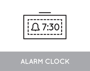 Obraz premium Digital Clock Icon. Vector. Bell Symbol on the Screen.