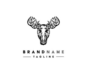 Elk head. Moose stylish head. Isolated vector illustration. Wild animal. Hunting logo. Tattoo tribal style.