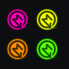 BKV Metro Logo four color glowing neon vector icon