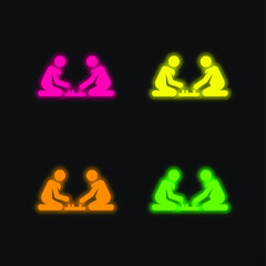 Board Games four color glowing neon vector icon