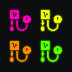 Blood Pressure four color glowing neon vector icon