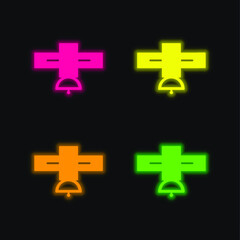 Obraz premium Big Satellite four color glowing neon vector icon