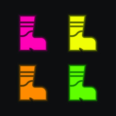 Obraz premium Boots four color glowing neon vector icon