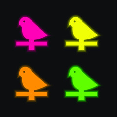 Bird four color glowing neon vector icon