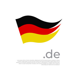 German flag brush strokes. Stripes in colors of flag of germany on a white background. Vector national poster design with de domain and place for text. Tricolor. State german patriotic banner, cover