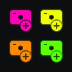 Add four color glowing neon vector icon