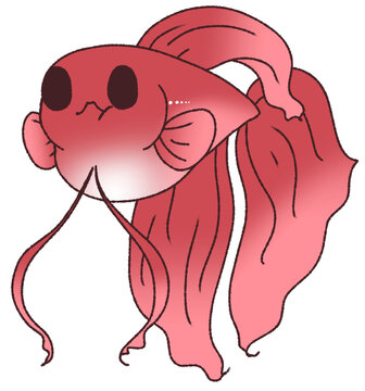 recommend clip art: お腹がパンパンになったベタ（赤色）