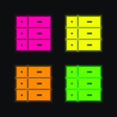 Attributes four color glowing neon vector icon
