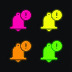 Bell four color glowing neon vector icon