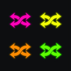 Arrows Mix four color glowing neon vector icon
