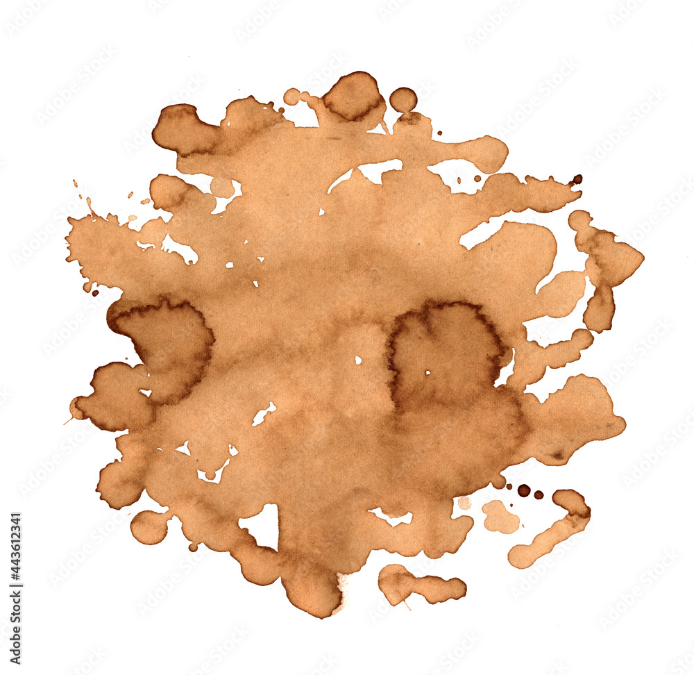 Wall mural Coffee or tea splash spots. Illustration for cafe menu. Dirty stain or coffee stamp