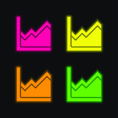 Analytics four color glowing neon vector icon