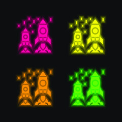 Advantage four color glowing neon vector icon