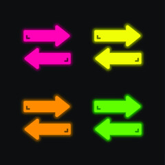 Arrows four color glowing neon vector icon
