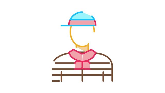 Gondolier Human Icon Animation. color Gondolier Human animated icon on white background