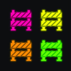 Barrier four color glowing neon vector icon