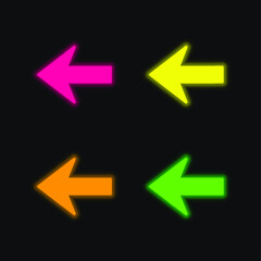 Arrow To The Left Silhouette four color glowing neon vector icon