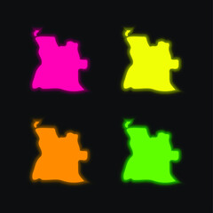 Angola four color glowing neon vector icon