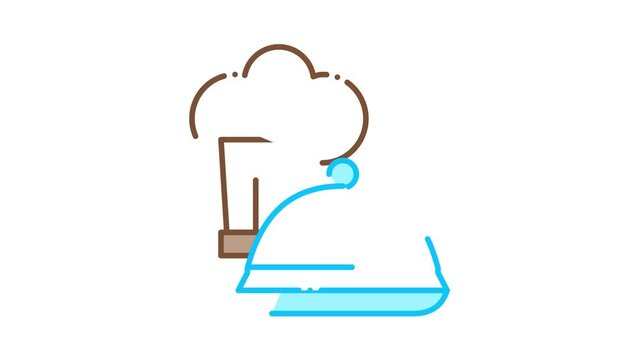 Chef Hat Tray Icon Animation. color Chef Hat Tray animated icon on white background