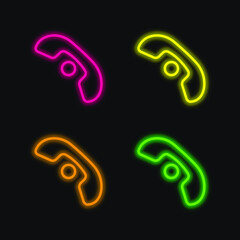 Auricular Sign Outline With A Small Circle four color glowing neon vector icon